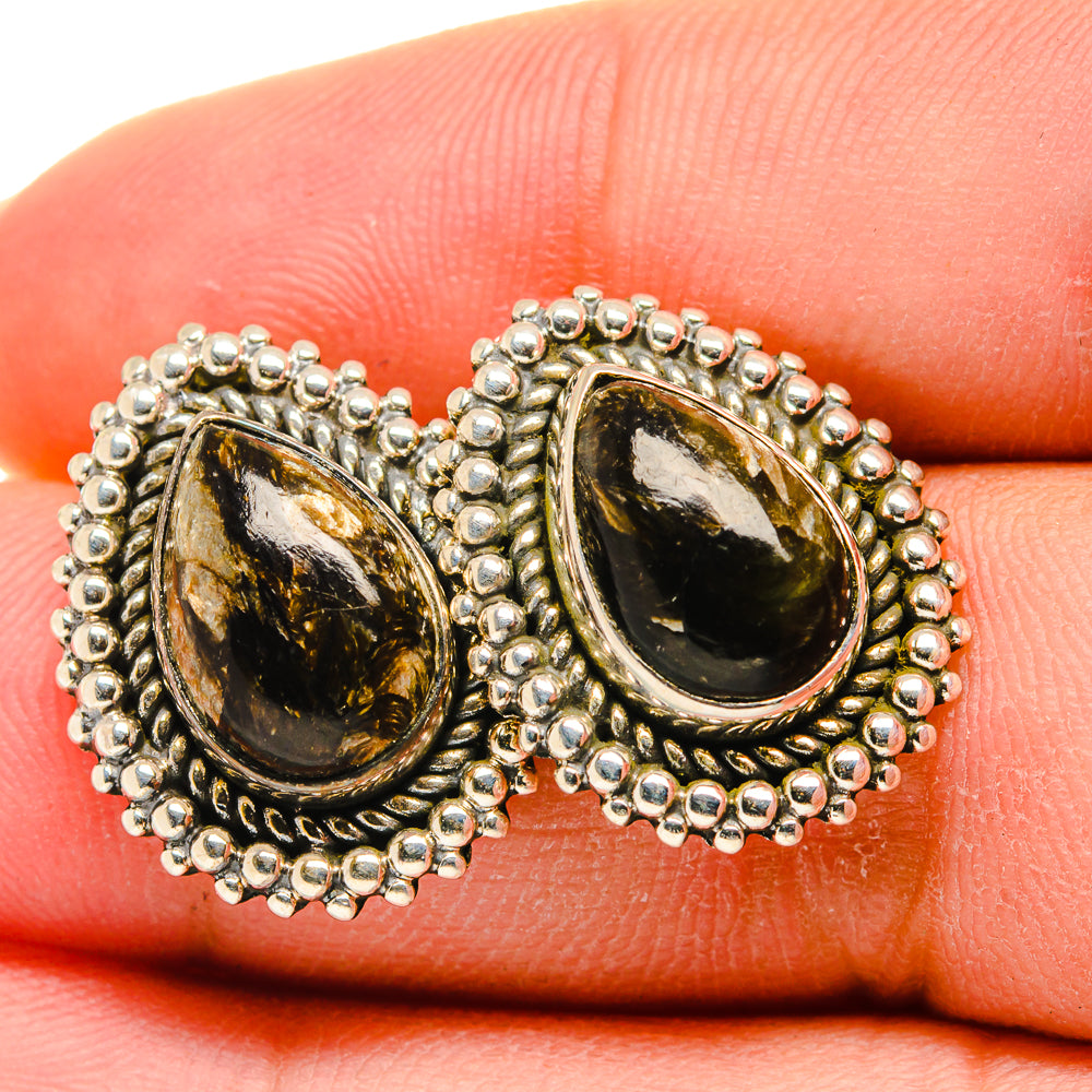 Golden Seraphinite Earrings handcrafted by Anasilvercos - EARR420086