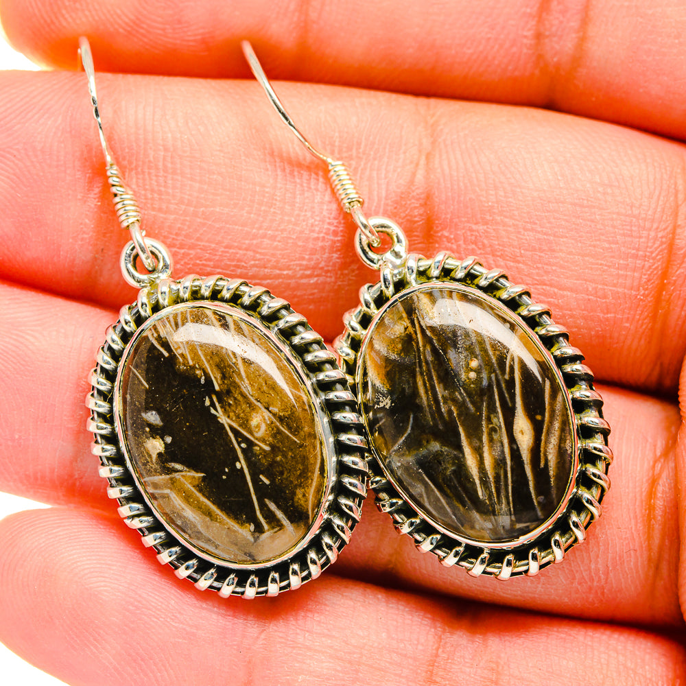 Peanut Wood Jasper Earrings handcrafted by Anasilvercos - EARR420102