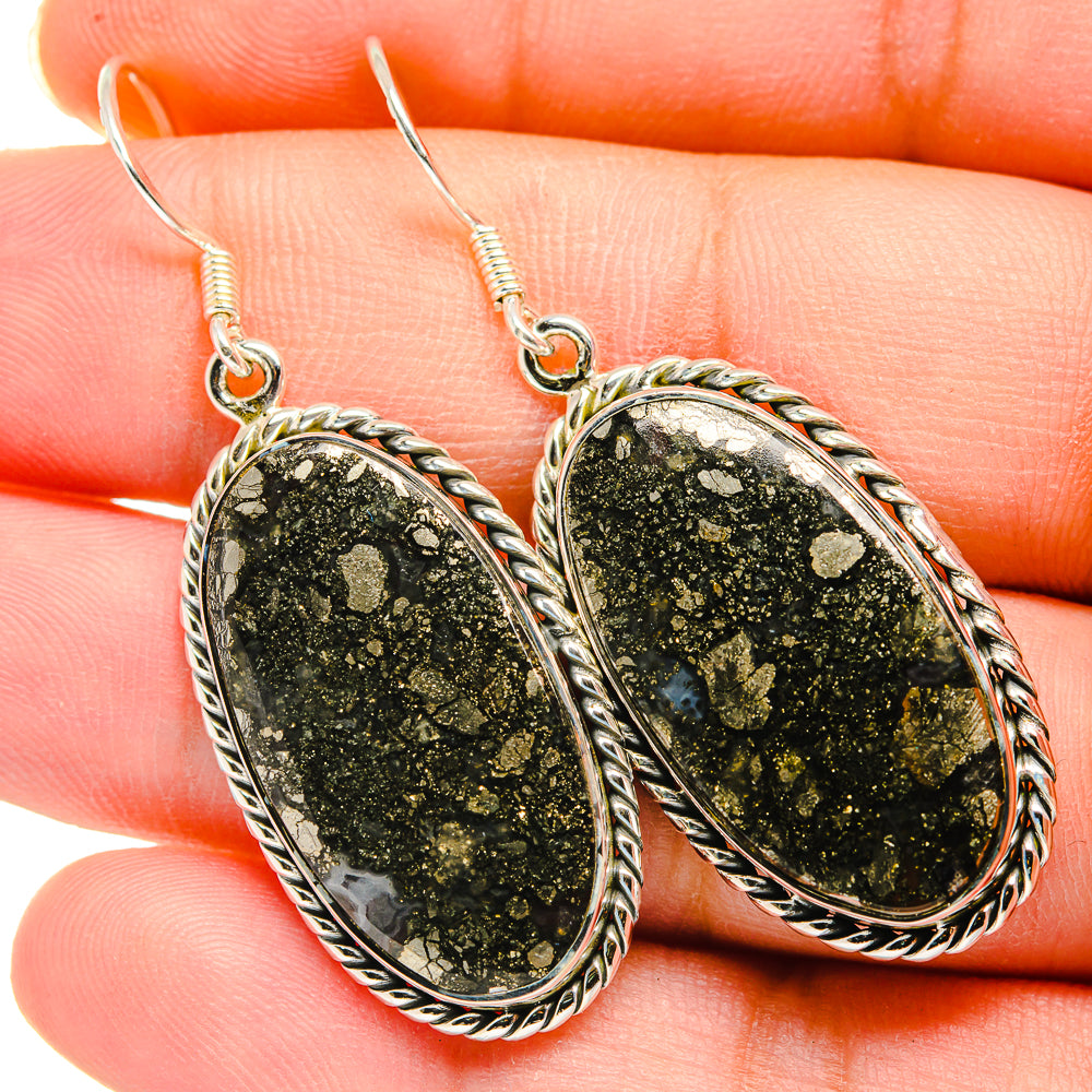 Pyrite Agate Earrings handcrafted by Anasilvercos - EARR420105