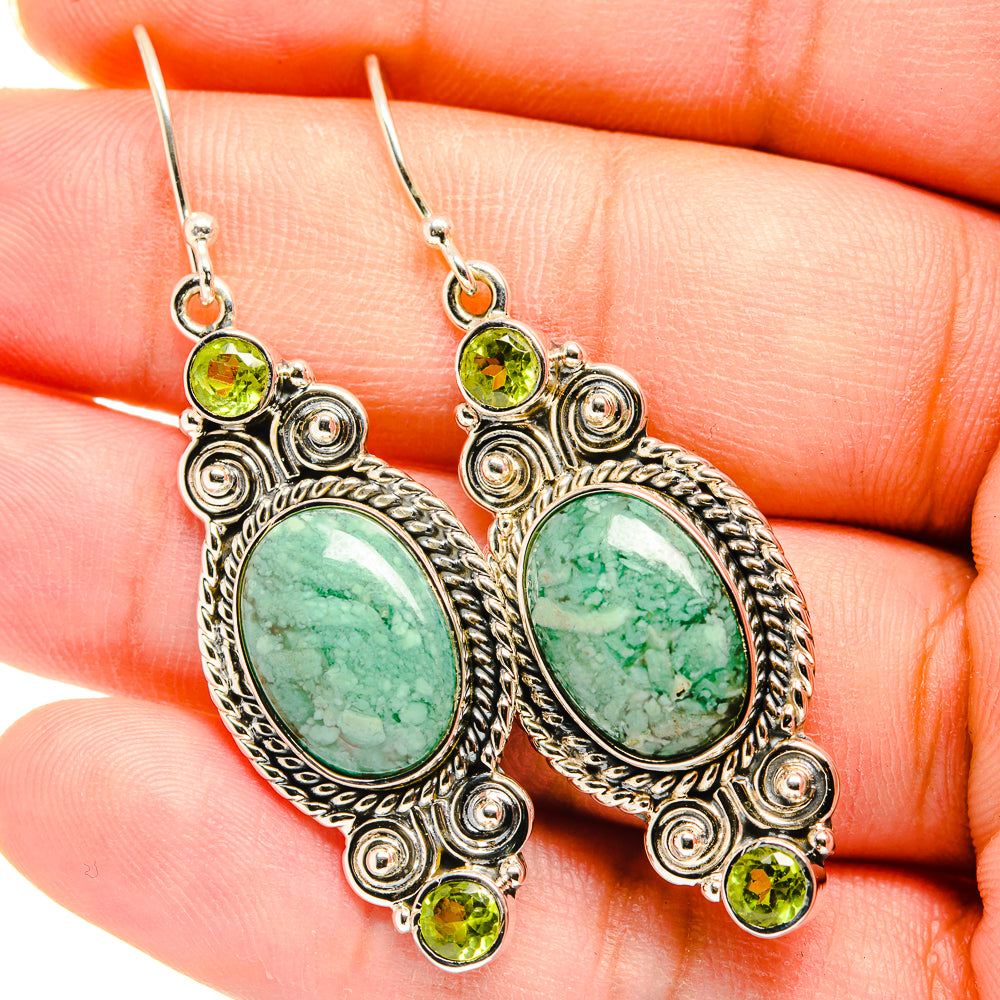 Green Quartz Earrings handcrafted by Anasilvercos - EARR420110