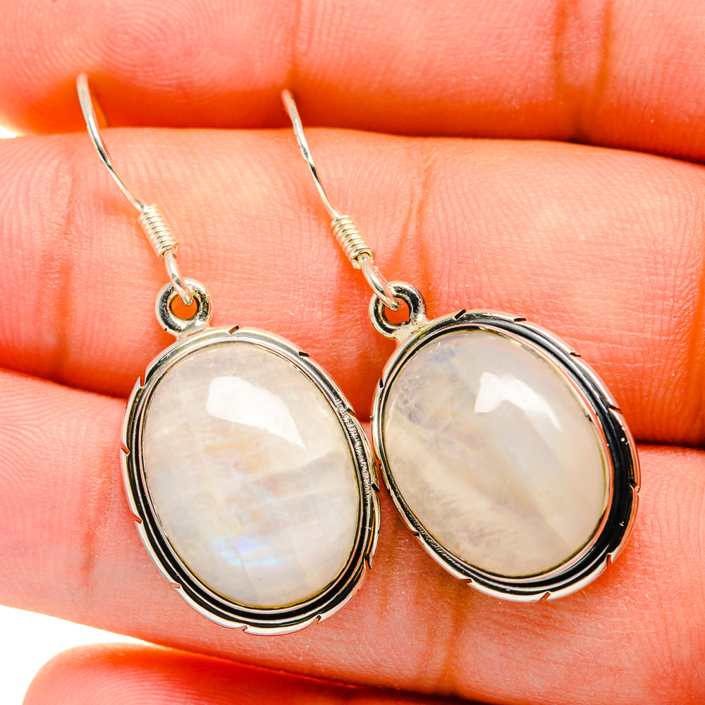 Rainbow Moonstone Earrings handcrafted by Anasilvercos - EARR420121
