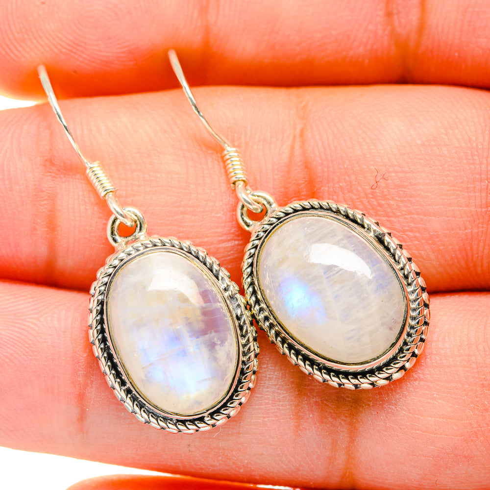 Rainbow Moonstone Earrings handcrafted by Anasilvercos - EARR420124