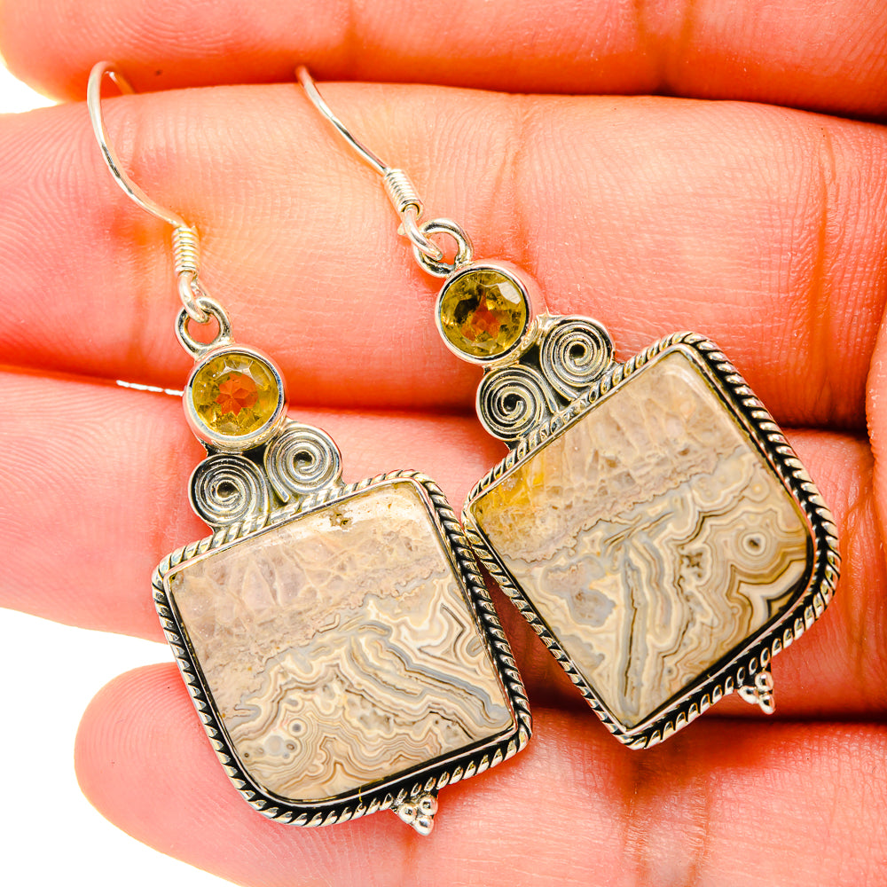 Laguna Lace Agate Earrings handcrafted by Anasilvercos - EARR420128