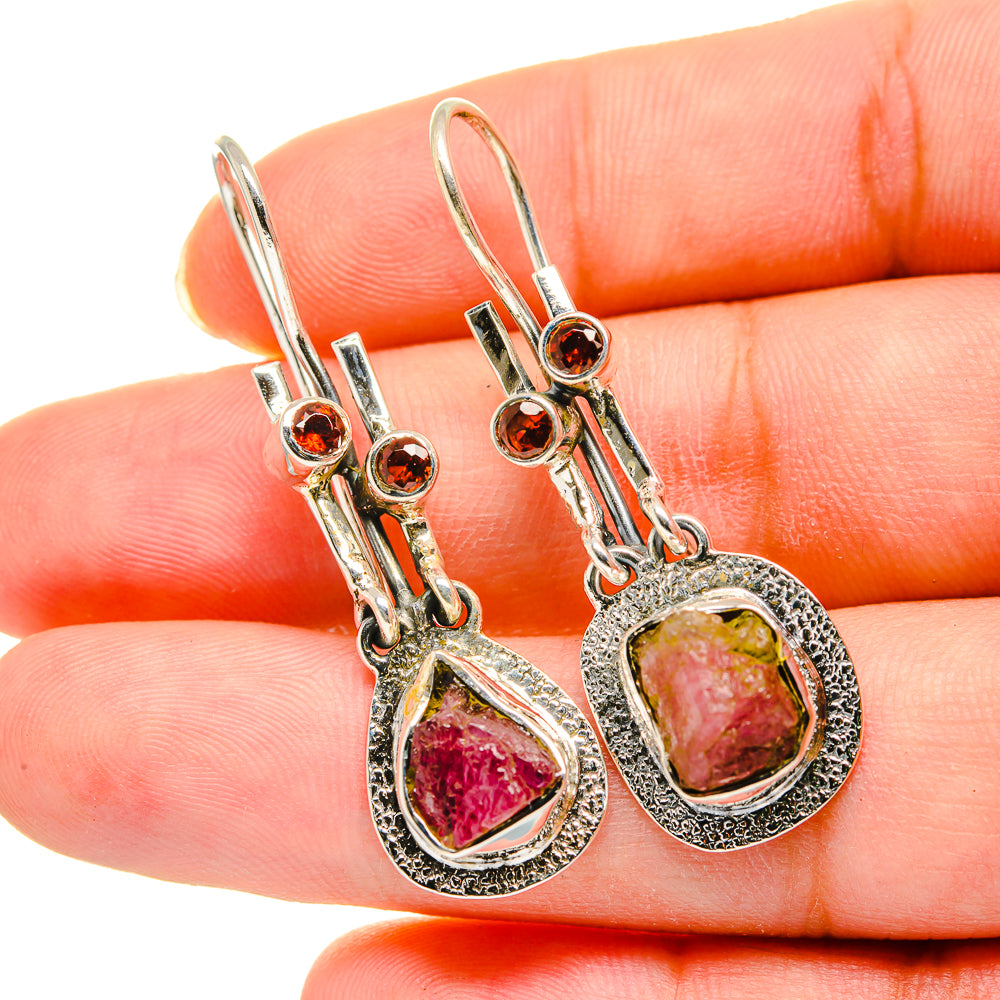 Watermelon Tourmaline Earrings handcrafted by Anasilvercos - EARR420153