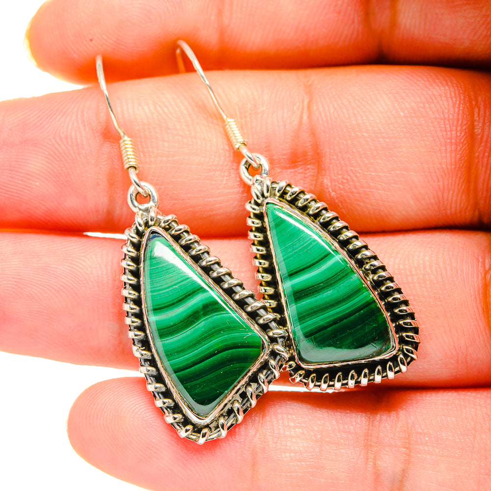 Malachite Earrings handcrafted by Anasilvercos - EARR420173