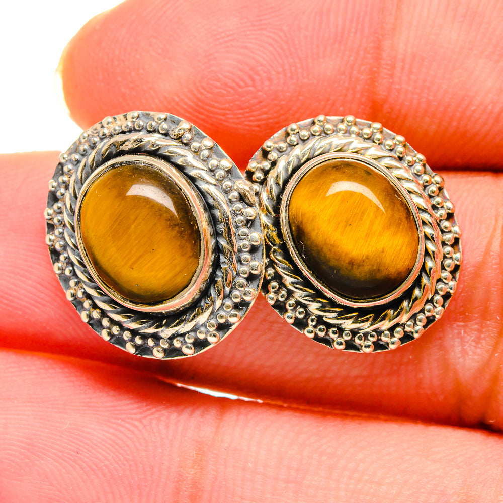 Tiger Eye Earrings handcrafted by Anasilvercos - EARR420175
