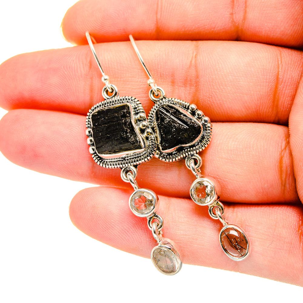 Black Tourmaline Earrings handcrafted by Anasilvercos - EARR420183