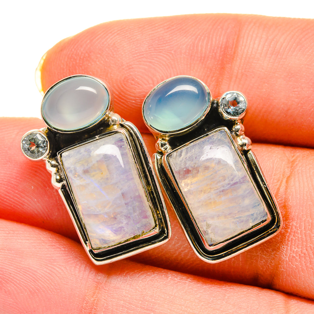 Rainbow Moonstone Earrings handcrafted by Anasilvercos - EARR420211