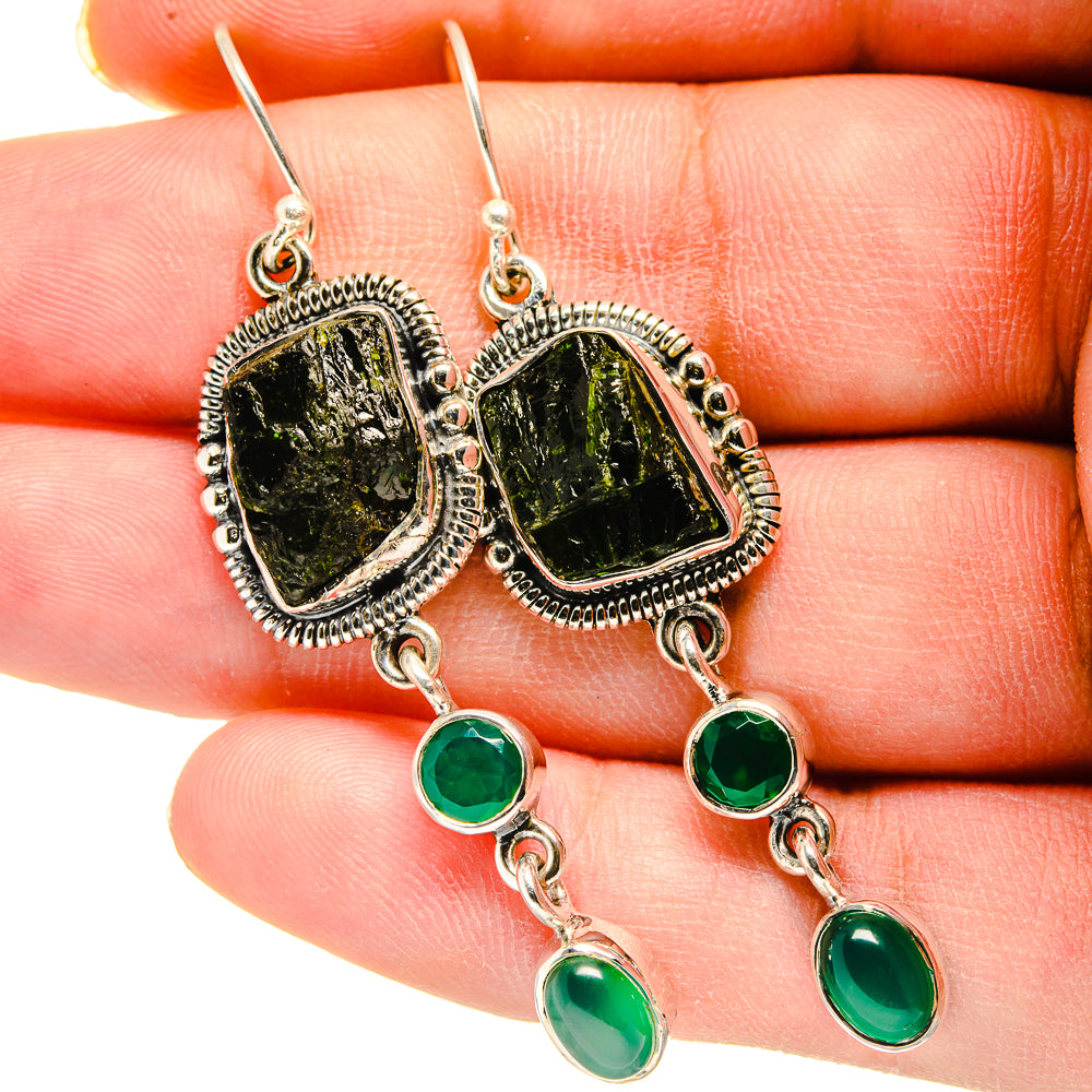 Chrome Diopside Earrings handcrafted by Anasilvercos - EARR420229