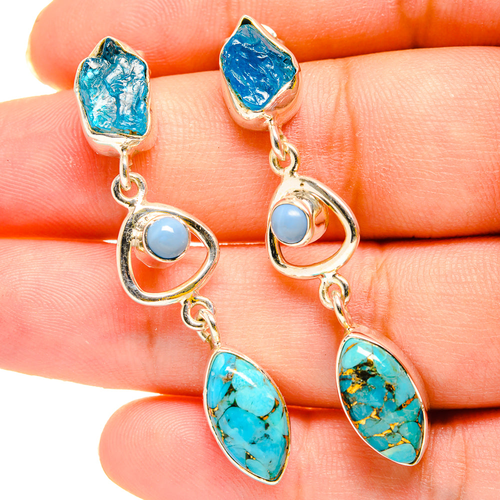 Blue Copper Composite Turquoise Earrings handcrafted by Anasilvercos - EARR420259