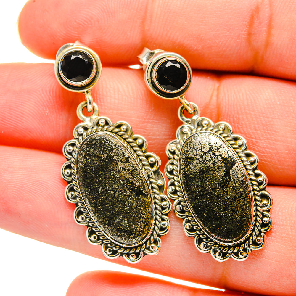 Pyrite Agate Earrings handcrafted by Anasilvercos - EARR420268