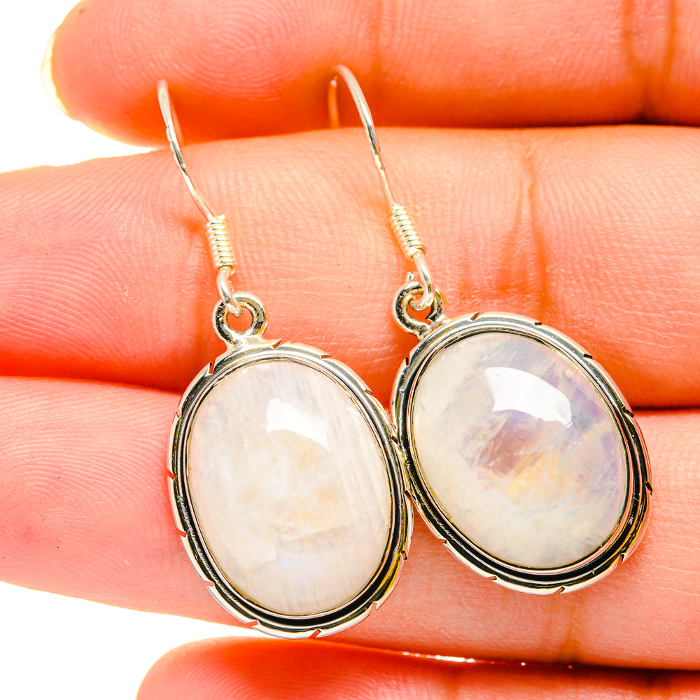Rainbow Moonstone Earrings handcrafted by Anasilvercos - EARR420269