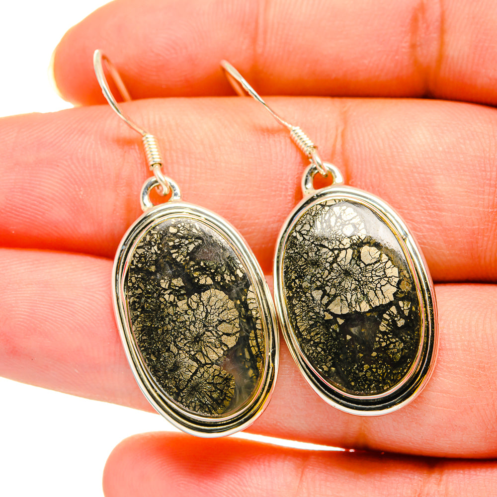 Pyrite Agate Earrings handcrafted by Anasilvercos - EARR420277