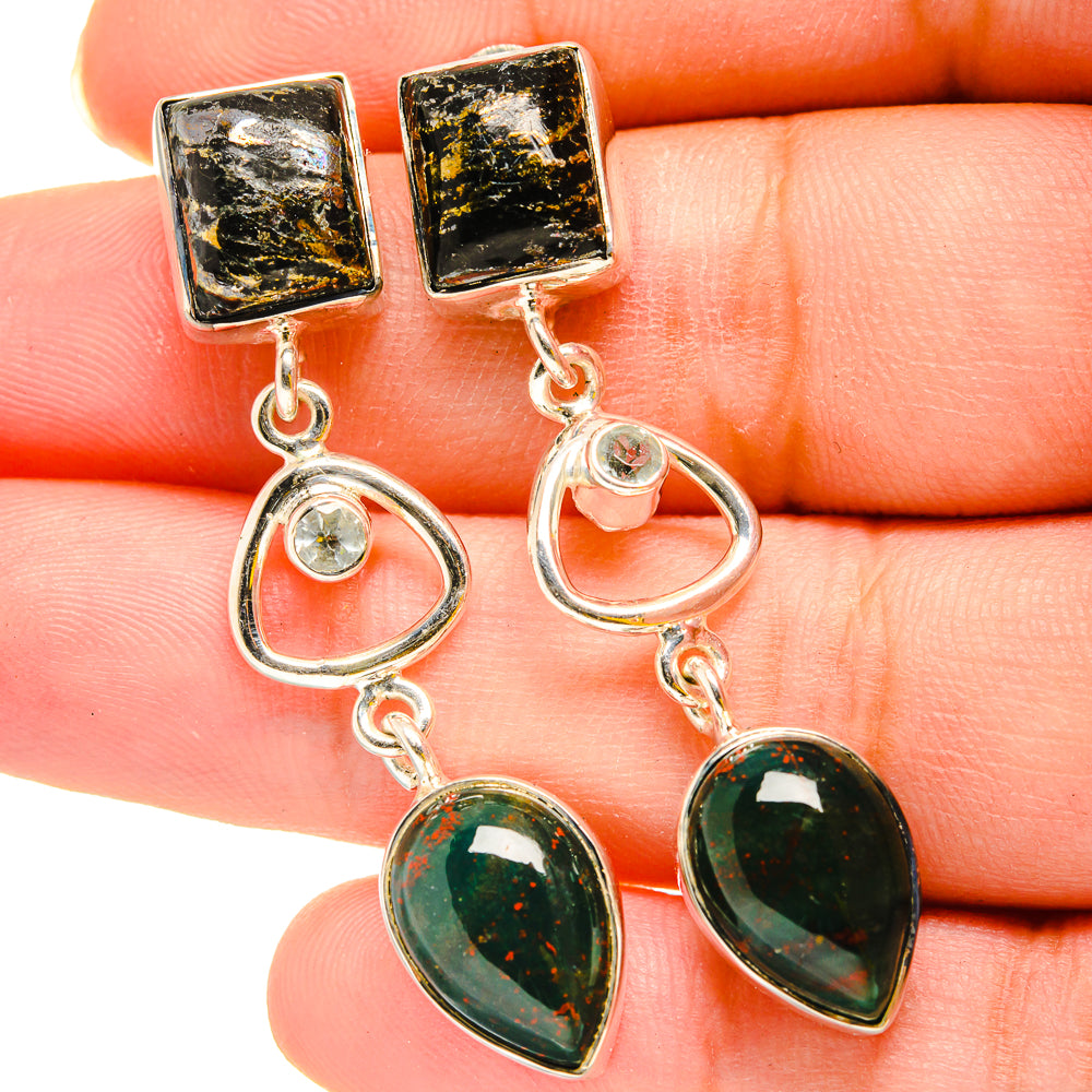 Pyrite Agate Earrings handcrafted by Anasilvercos - EARR420282