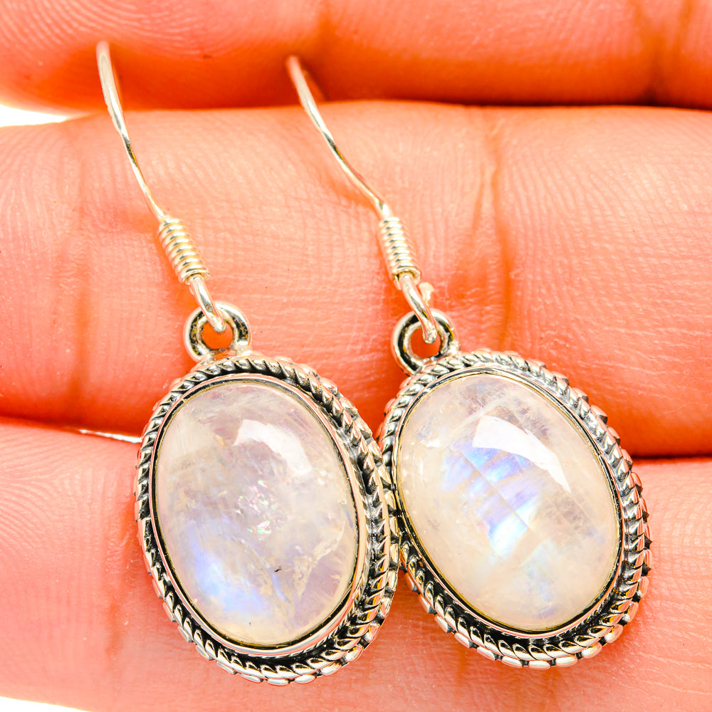 Rainbow Moonstone Earrings handcrafted by Anasilvercos - EARR420284