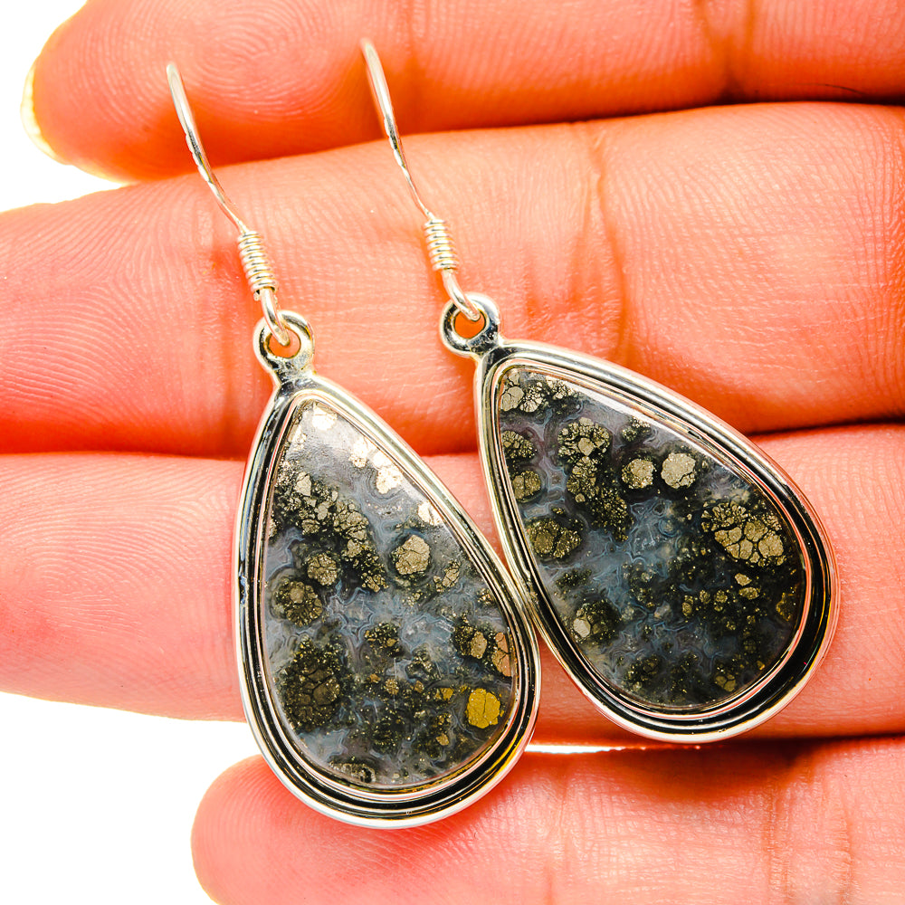 Pyrite Agate Earrings handcrafted by Anasilvercos - EARR420290