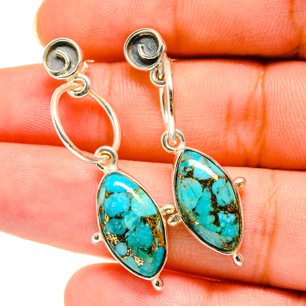 Blue Copper Composite Turquoise Earrings handcrafted by Anasilvercos - EARR420295