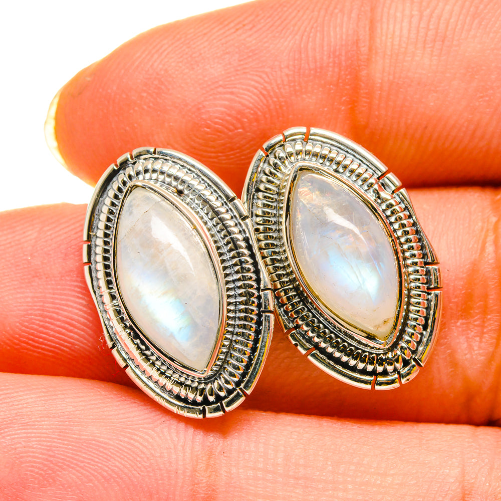 Rainbow Moonstone Earrings handcrafted by Anasilvercos - EARR420300
