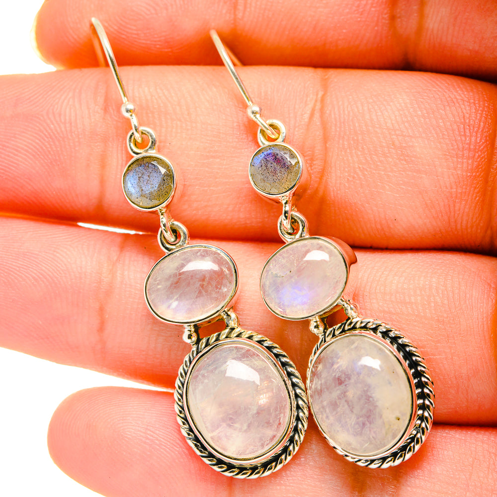 Rainbow Moonstone Earrings handcrafted by Anasilvercos - EARR420304