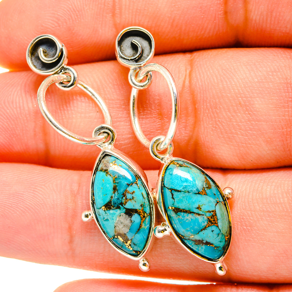Blue Copper Composite Turquoise Earrings handcrafted by Anasilvercos - EARR420306