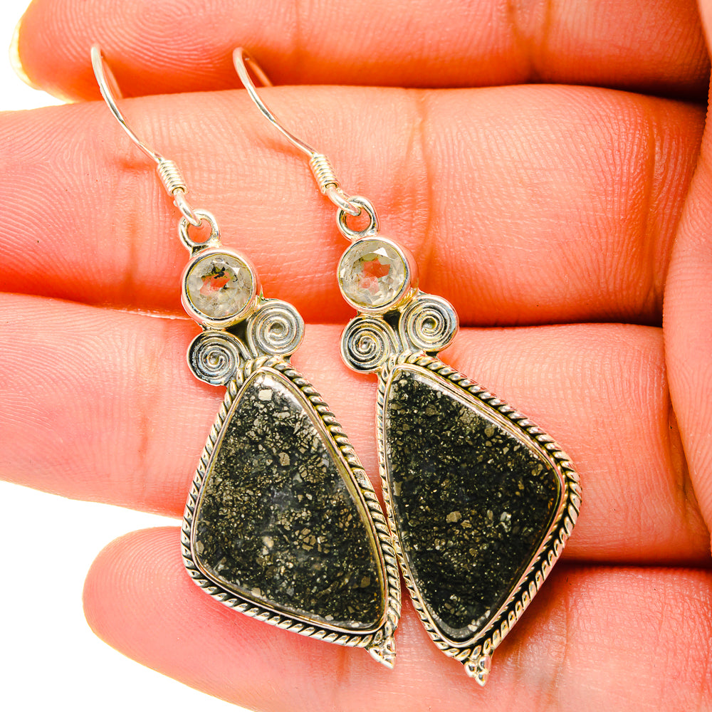 Pyrite Agate Earrings handcrafted by Anasilvercos - EARR420318
