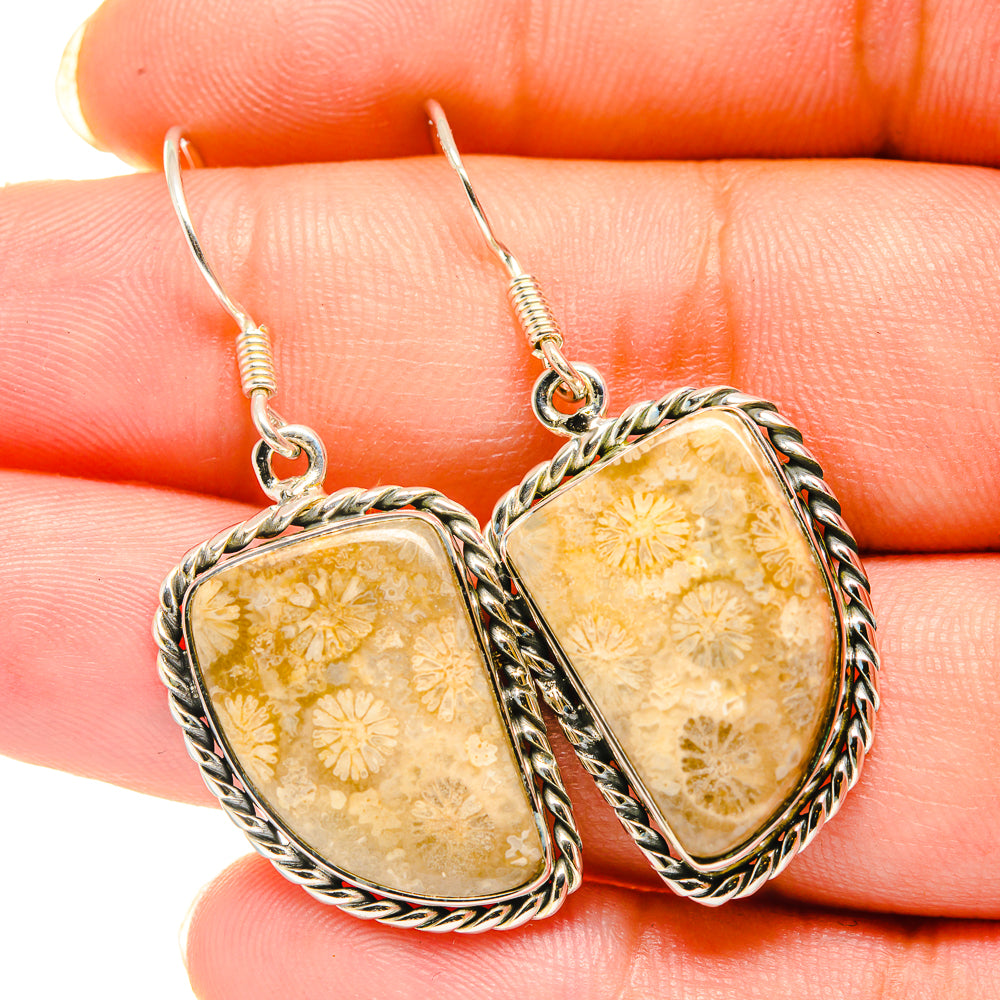 Fossil Coral Earrings handcrafted by Anasilvercos - EARR420352