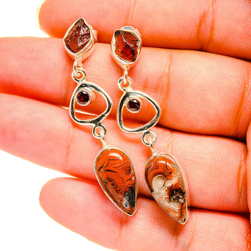 Crazy Lace Agate Earrings handcrafted by Anasilvercos - EARR420365