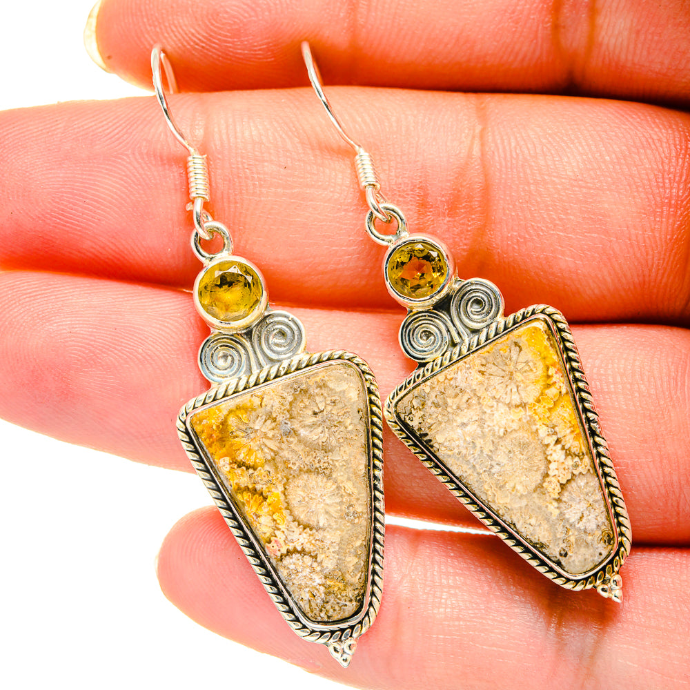 Fossil Coral Earrings handcrafted by Anasilvercos - EARR420370