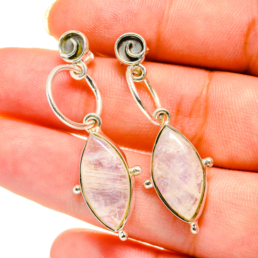 Rainbow Moonstone Earrings handcrafted by Anasilvercos - EARR420375