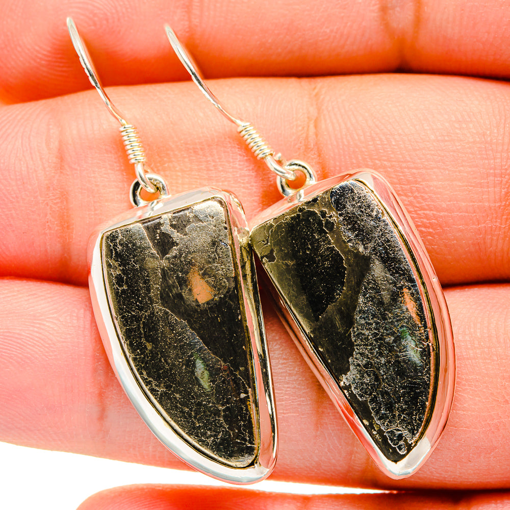 Pyrite Agate Earrings handcrafted by Anasilvercos - EARR420379