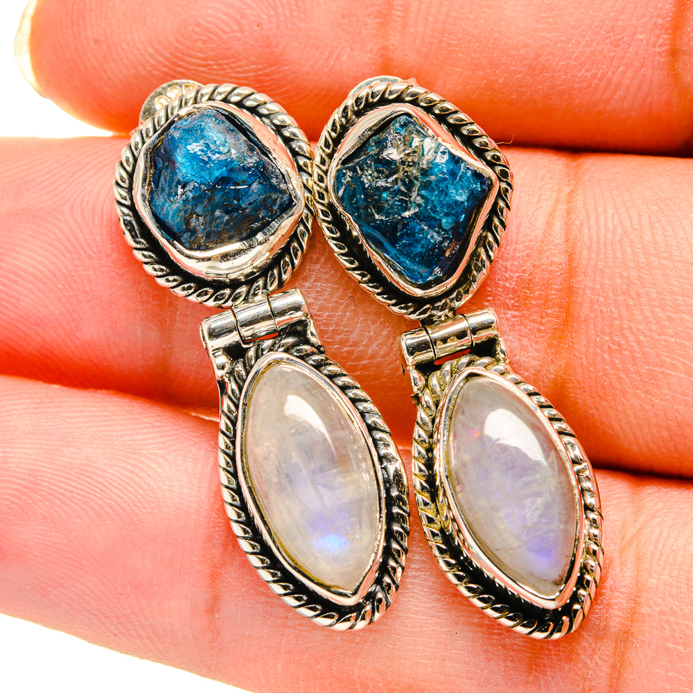 Rainbow Moonstone Earrings handcrafted by Anasilvercos - EARR420400