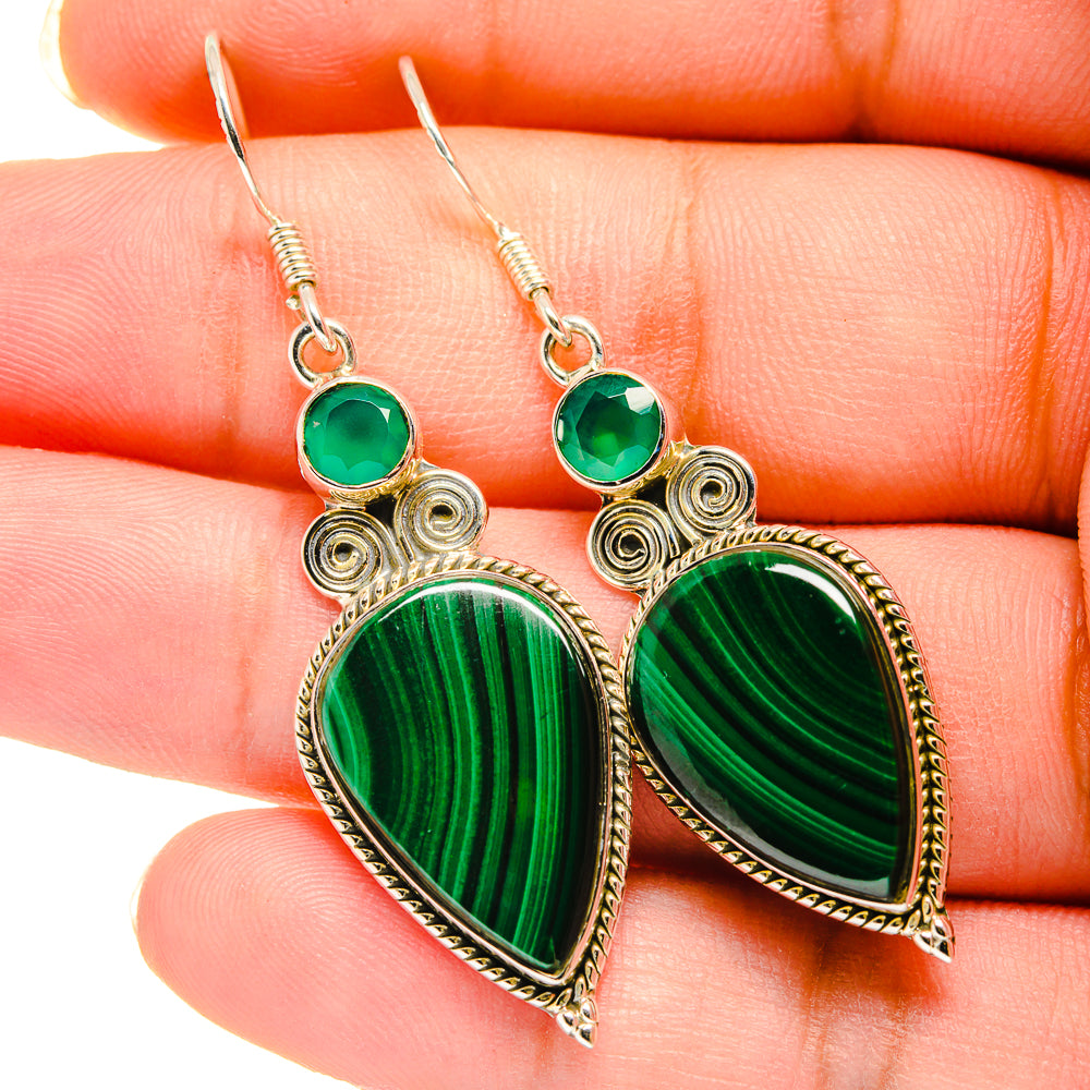 Malachite Earrings handcrafted by Anasilvercos - EARR420403