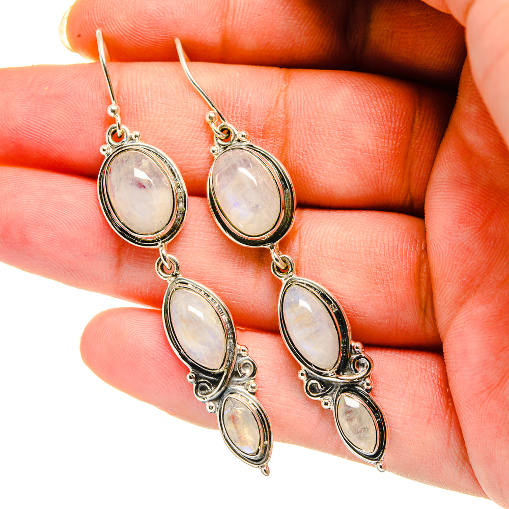 Rainbow Moonstone Earrings handcrafted by Anasilvercos - EARR420408