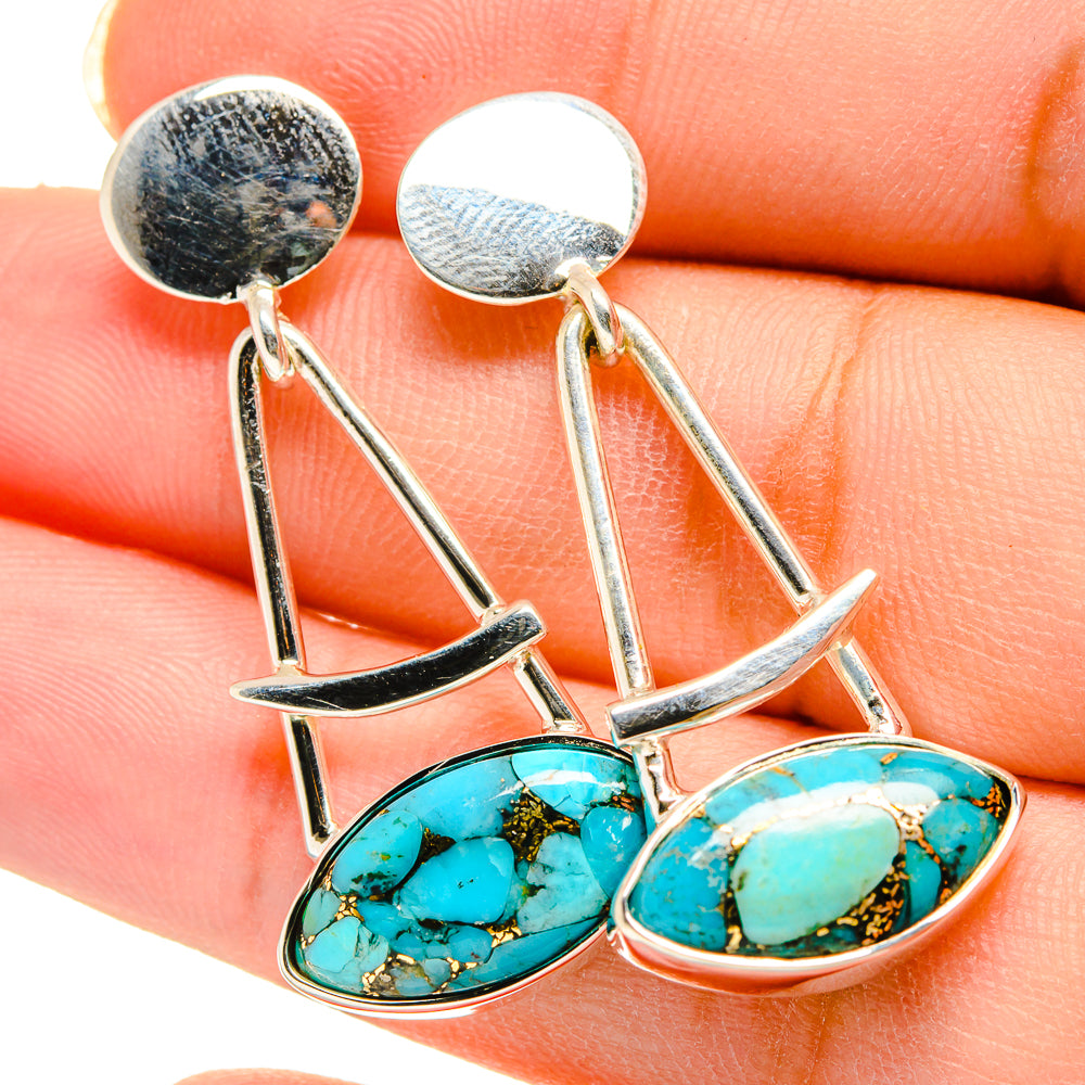 Blue Copper Composite Turquoise Earrings handcrafted by Anasilvercos - EARR420412