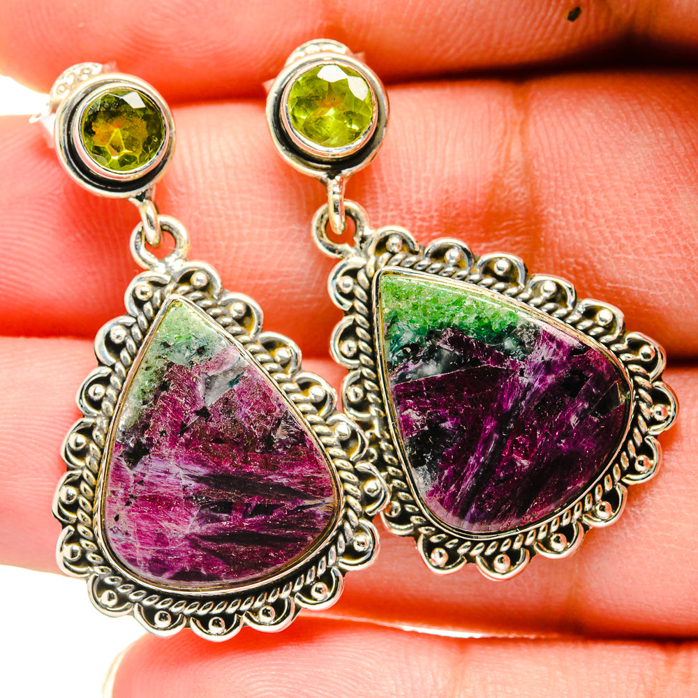Ruby Zoisite Earrings handcrafted by Anasilvercos - EARR420443