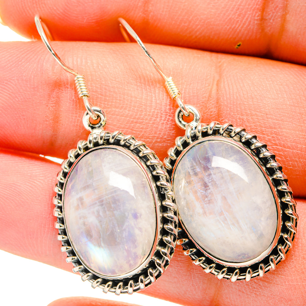 Rainbow Moonstone Earrings handcrafted by Anasilvercos - EARR420447