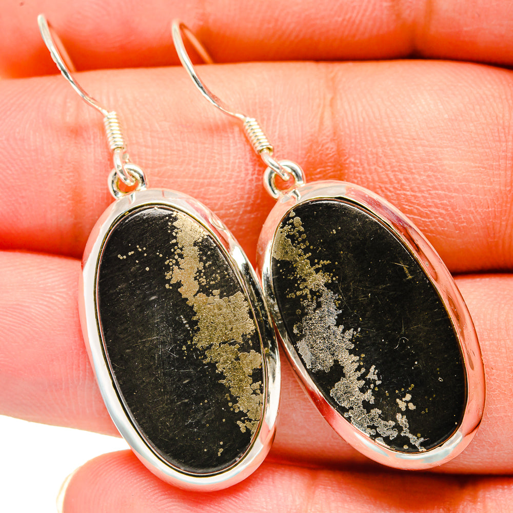 Pyrite Agate Earrings handcrafted by Anasilvercos - EARR420450