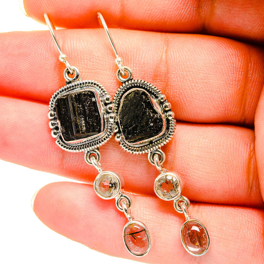 Black Tourmaline Earrings handcrafted by Anasilvercos - EARR420466