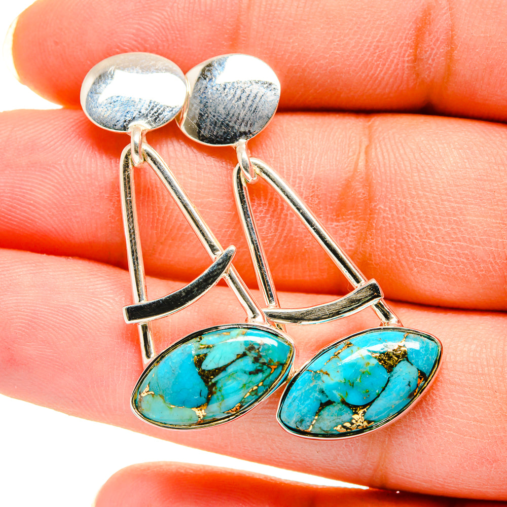 Blue Copper Composite Turquoise Earrings handcrafted by Anasilvercos - EARR420471