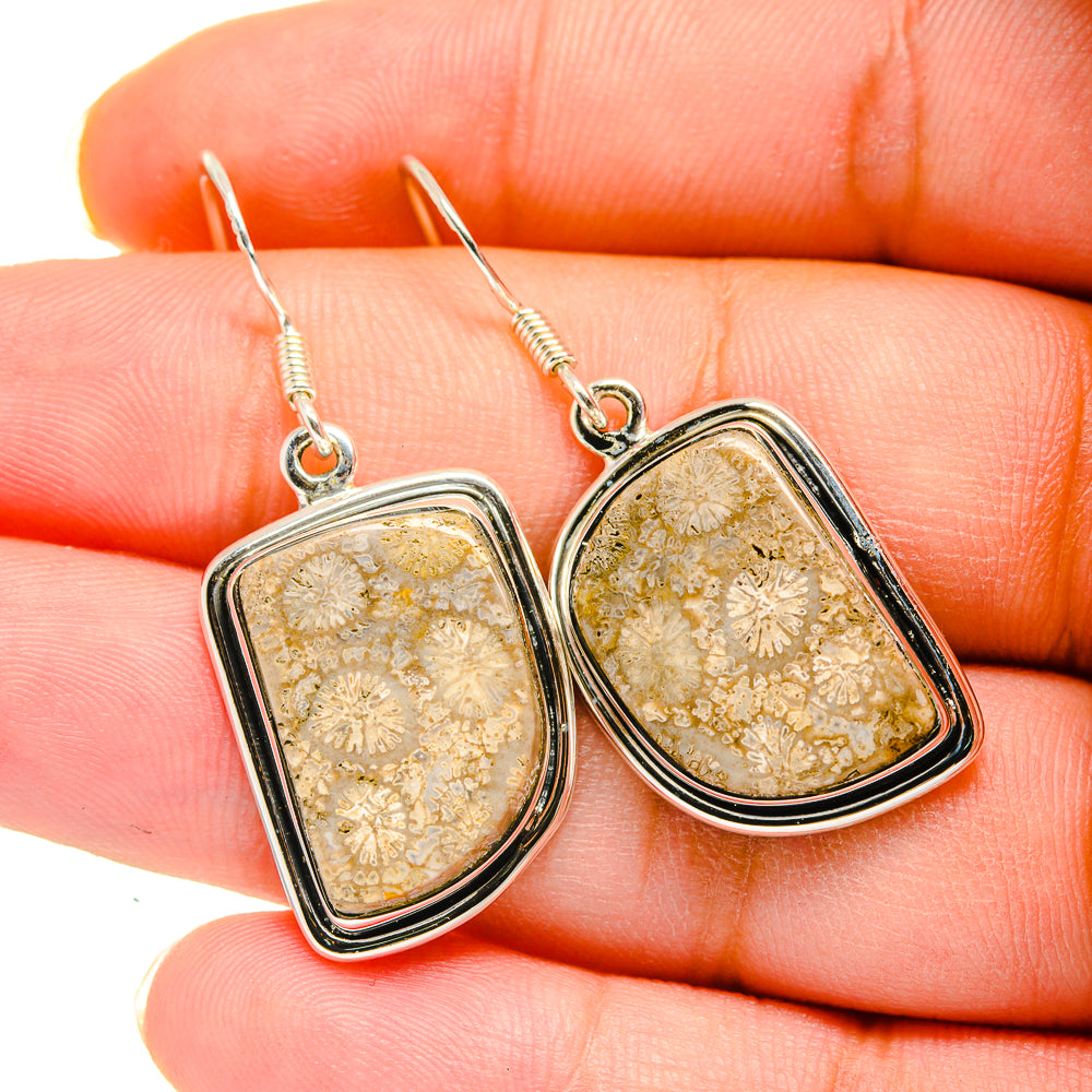Fossil Coral Earrings handcrafted by Anasilvercos - EARR420485