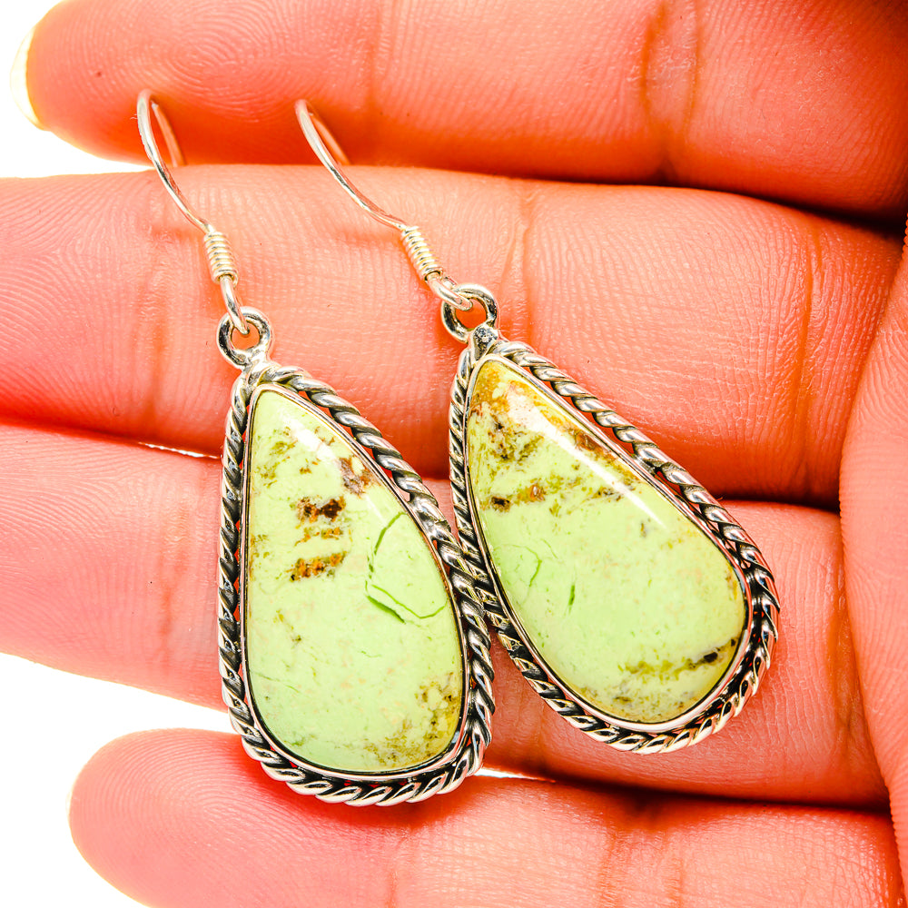 Lemon Chrysoprase Earrings handcrafted by Anasilvercos - EARR420502