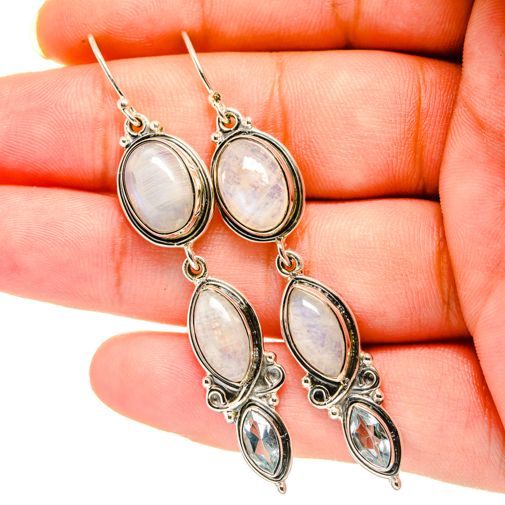 Rainbow Moonstone Earrings handcrafted by Anasilvercos - EARR420504