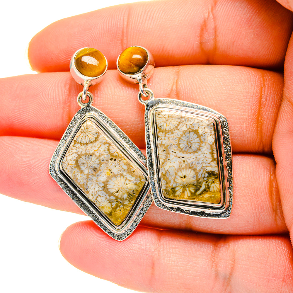 Fossil Coral Earrings handcrafted by Anasilvercos - EARR420526