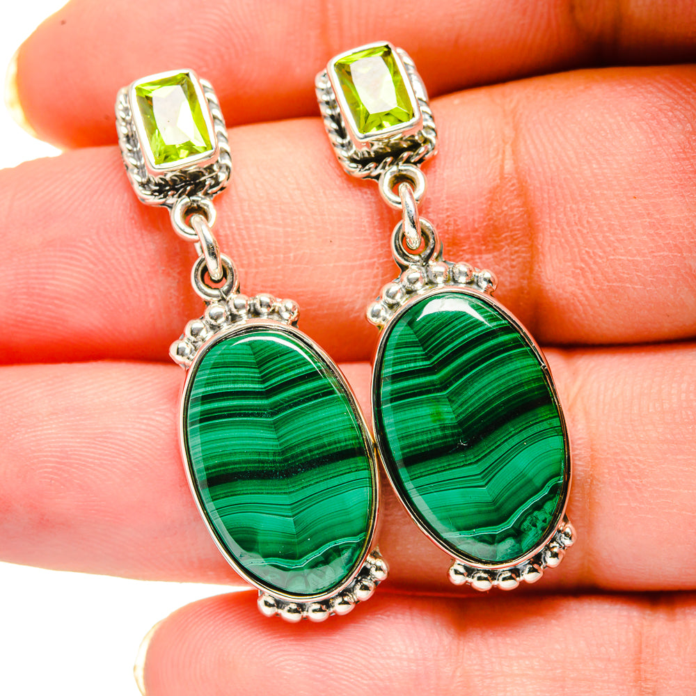 Malachite Earrings handcrafted by Anasilvercos - EARR420539