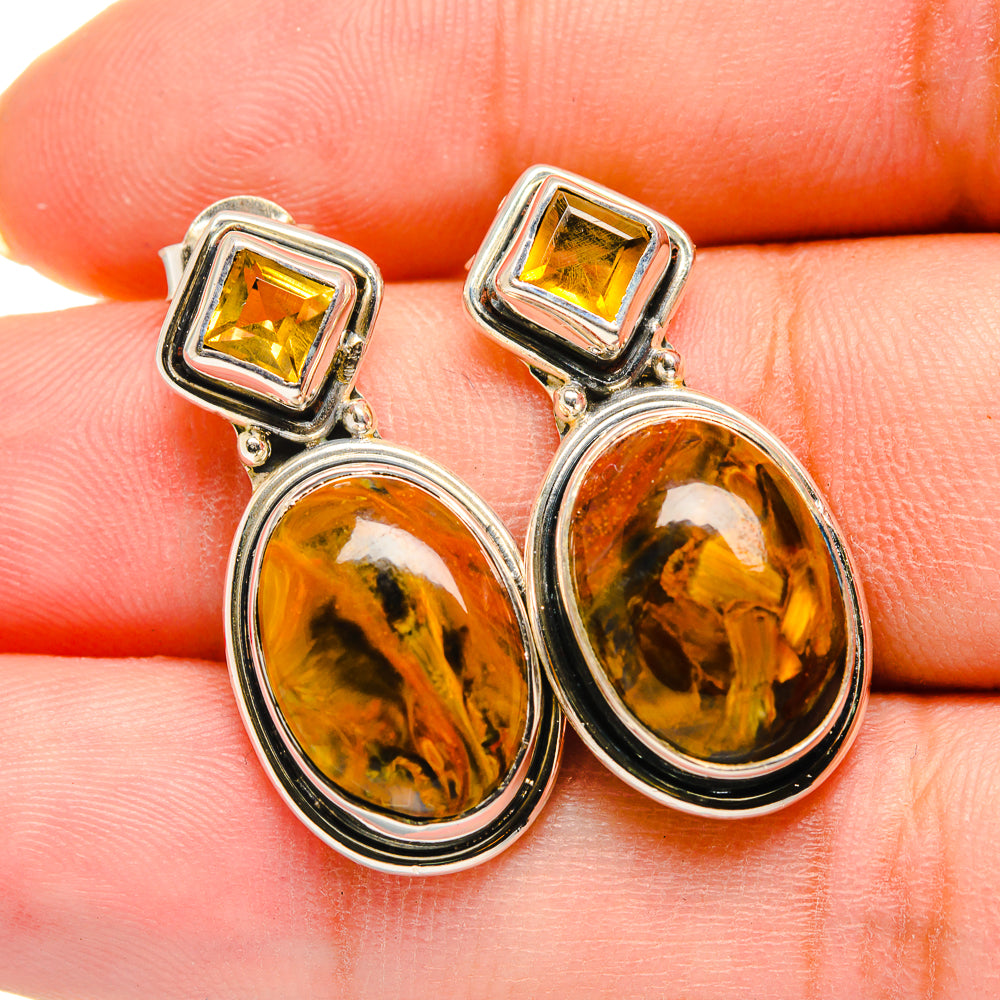 Golden Pietersite Earrings handcrafted by Anasilvercos - EARR420550