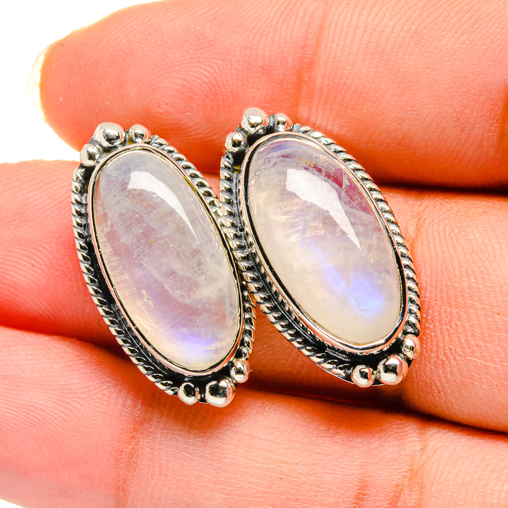 Rainbow Moonstone Earrings handcrafted by Anasilvercos - EARR420555