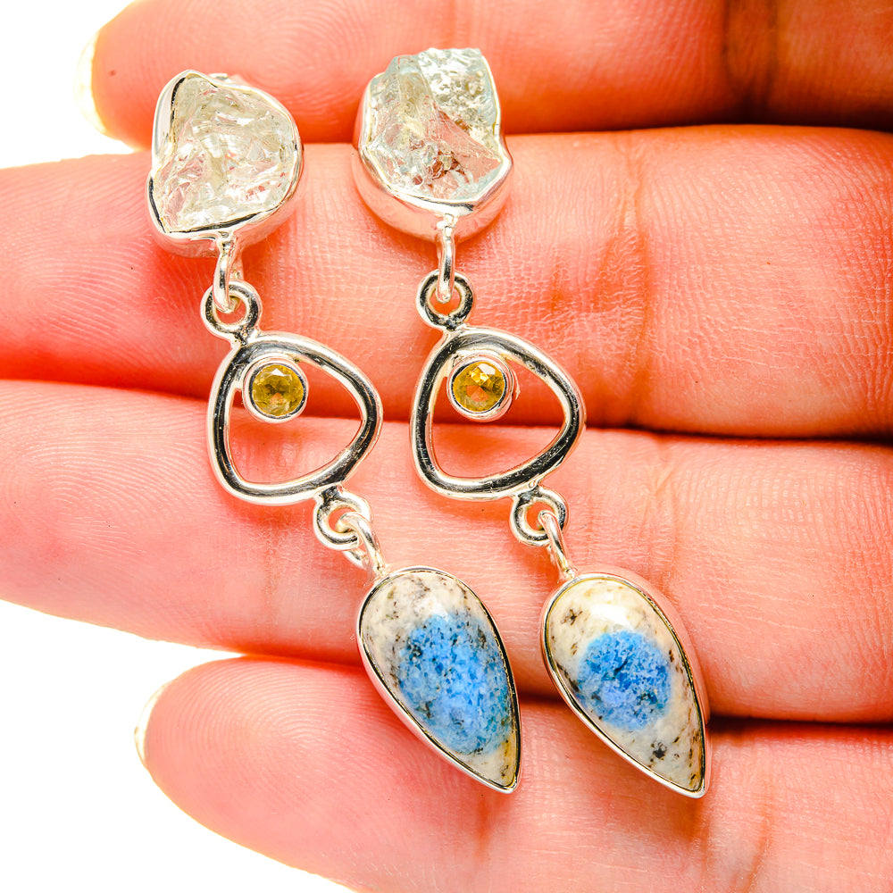 K2 Blue Azurite Earrings handcrafted by Anasilvercos - EARR420558