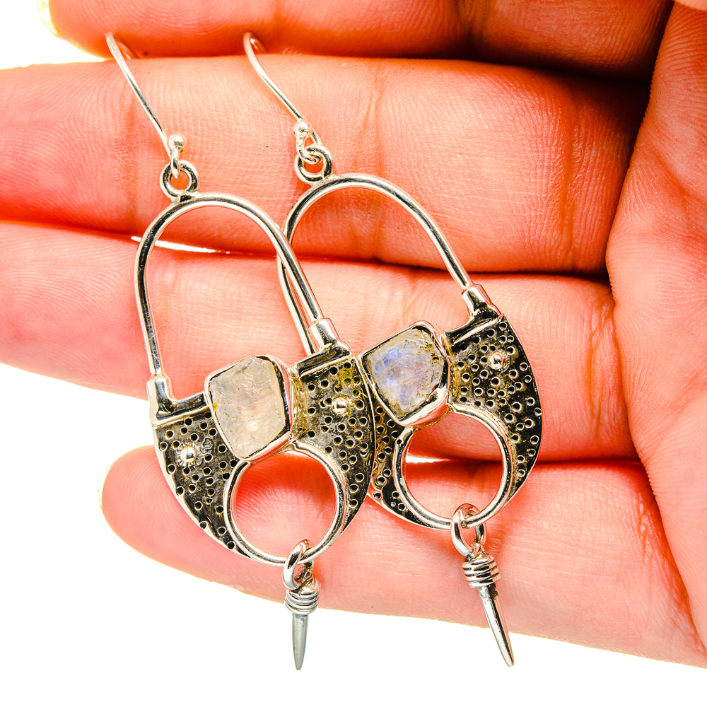 Rainbow Moonstone Earrings handcrafted by Anasilvercos - EARR420562