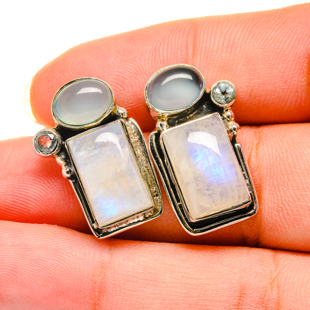 Rainbow Moonstone Earrings handcrafted by Anasilvercos - EARR420566