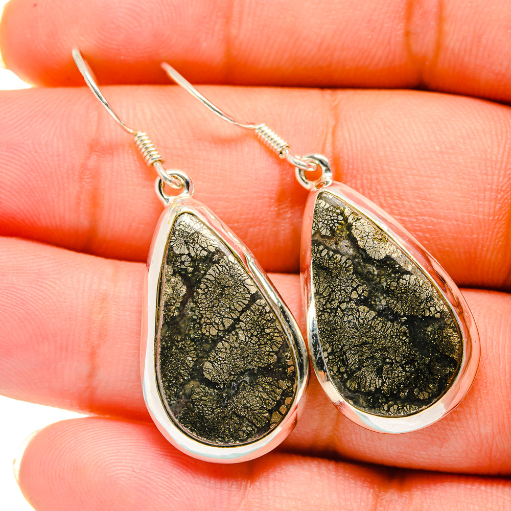 Pyrite Agate Earrings handcrafted by Anasilvercos - EARR420571
